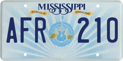 MS license plate AFR210