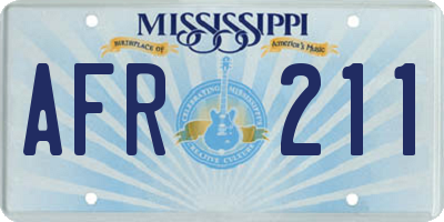 MS license plate AFR211