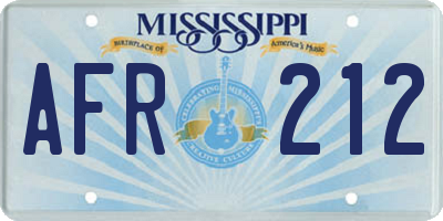 MS license plate AFR212