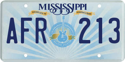 MS license plate AFR213