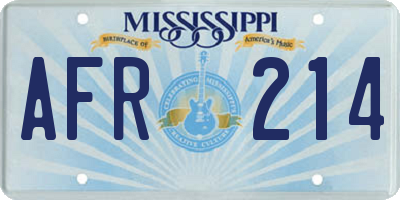 MS license plate AFR214
