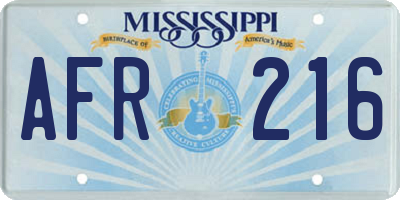 MS license plate AFR216