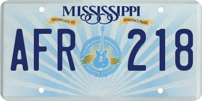 MS license plate AFR218