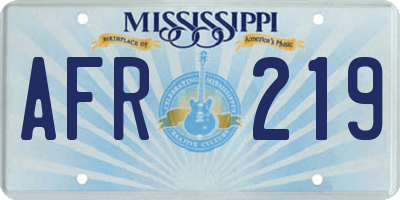 MS license plate AFR219