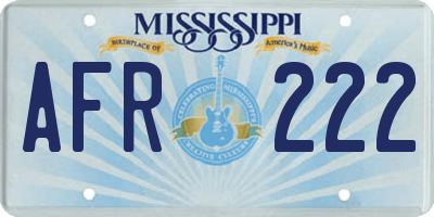 MS license plate AFR222