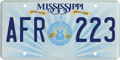 MS license plate AFR223
