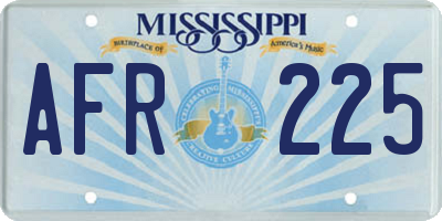 MS license plate AFR225