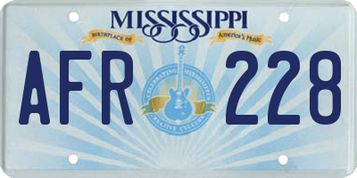 MS license plate AFR228