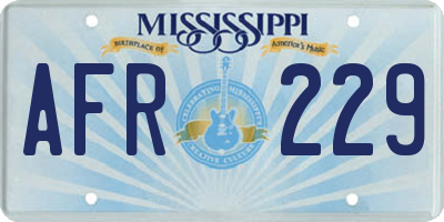 MS license plate AFR229