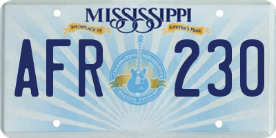 MS license plate AFR230