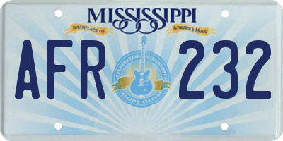 MS license plate AFR232