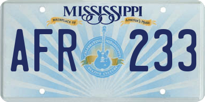 MS license plate AFR233