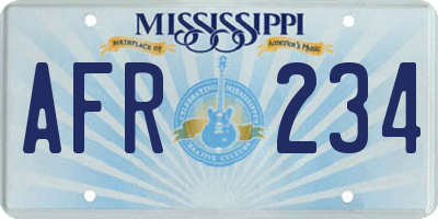 MS license plate AFR234