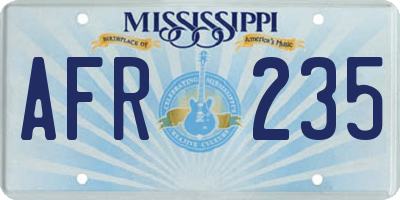 MS license plate AFR235