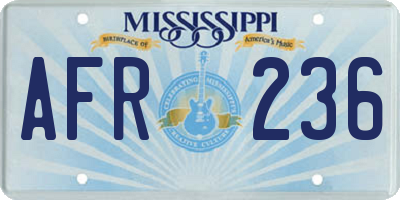 MS license plate AFR236