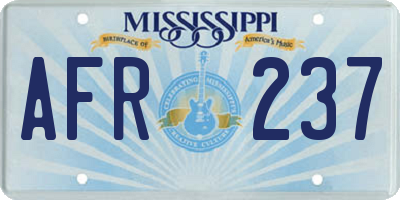 MS license plate AFR237