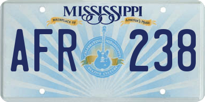 MS license plate AFR238