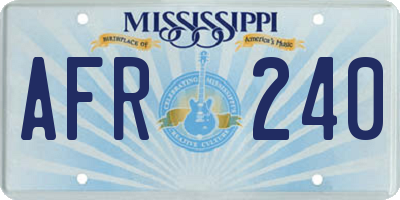 MS license plate AFR240