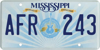 MS license plate AFR243
