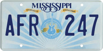 MS license plate AFR247