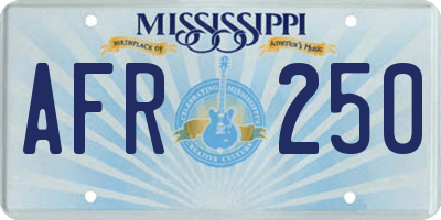 MS license plate AFR250