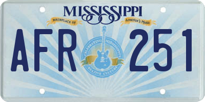 MS license plate AFR251
