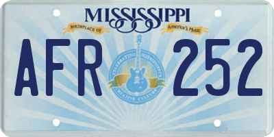 MS license plate AFR252