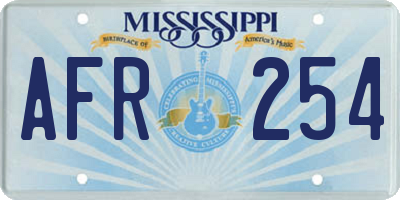 MS license plate AFR254
