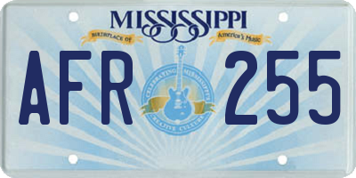 MS license plate AFR255