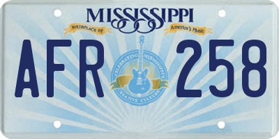 MS license plate AFR258