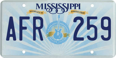 MS license plate AFR259