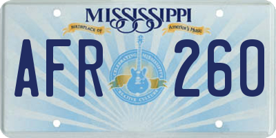 MS license plate AFR260