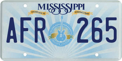 MS license plate AFR265
