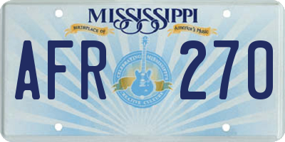 MS license plate AFR270
