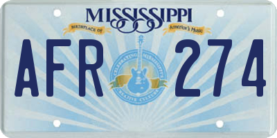 MS license plate AFR274