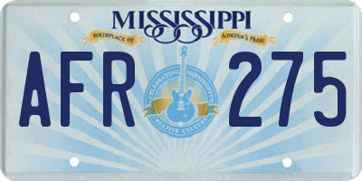 MS license plate AFR275