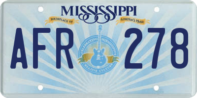MS license plate AFR278