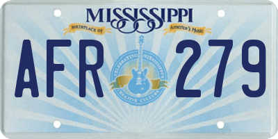 MS license plate AFR279