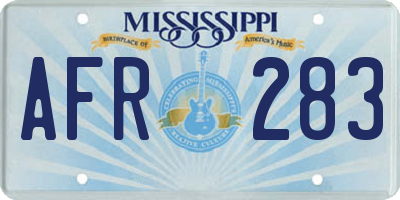 MS license plate AFR283