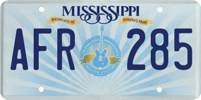 MS license plate AFR285