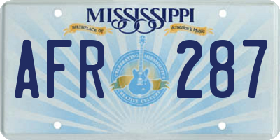 MS license plate AFR287