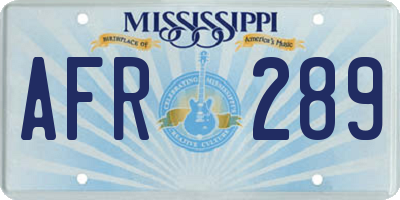 MS license plate AFR289