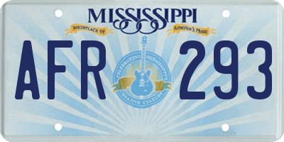 MS license plate AFR293