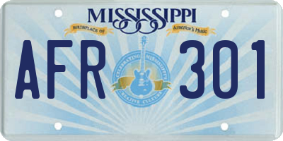 MS license plate AFR301