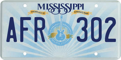 MS license plate AFR302