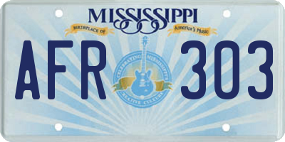 MS license plate AFR303
