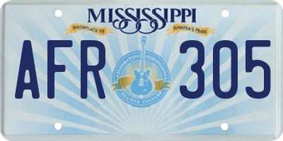 MS license plate AFR305