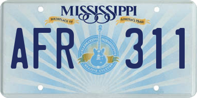 MS license plate AFR311