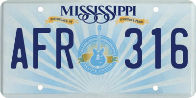MS license plate AFR316