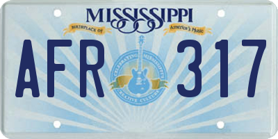 MS license plate AFR317